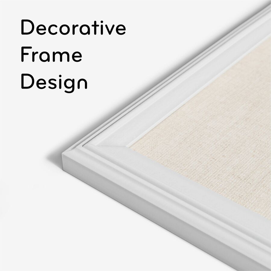 U Brands Linen Cork Linen Bulletin Board, 23" x 17" , White Wood Frame (3264U00-01) - 23" Height x 17" Width x 1" Depth - Tan Cork Surface - Self-healing, Durable, Mounting System - 1 Each