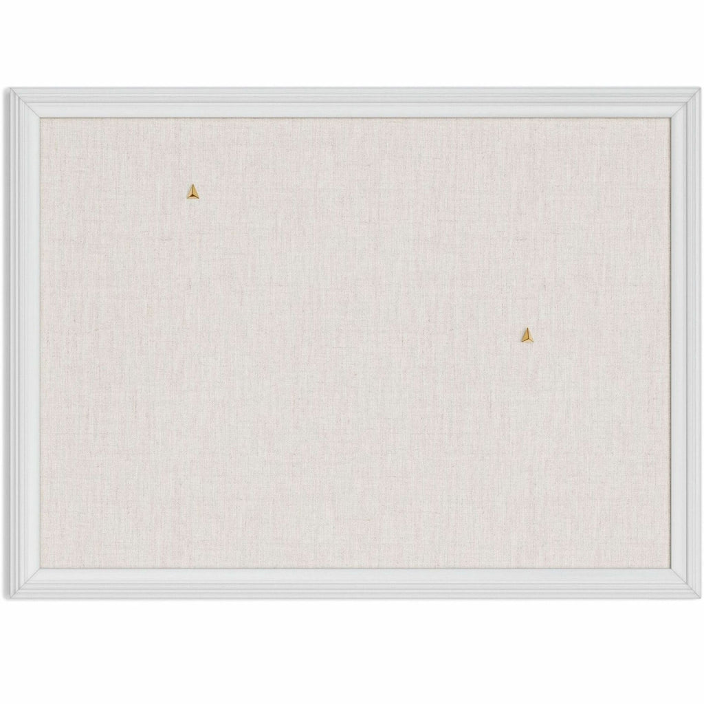 U Brands Linen Cork Linen Bulletin Board, 23" x 17" , White Wood Frame (3264U00-01) - 23" Height x 17" Width x 1" Depth - Tan Cork Surface - Self-healing, Durable, Mounting System - 1 Each