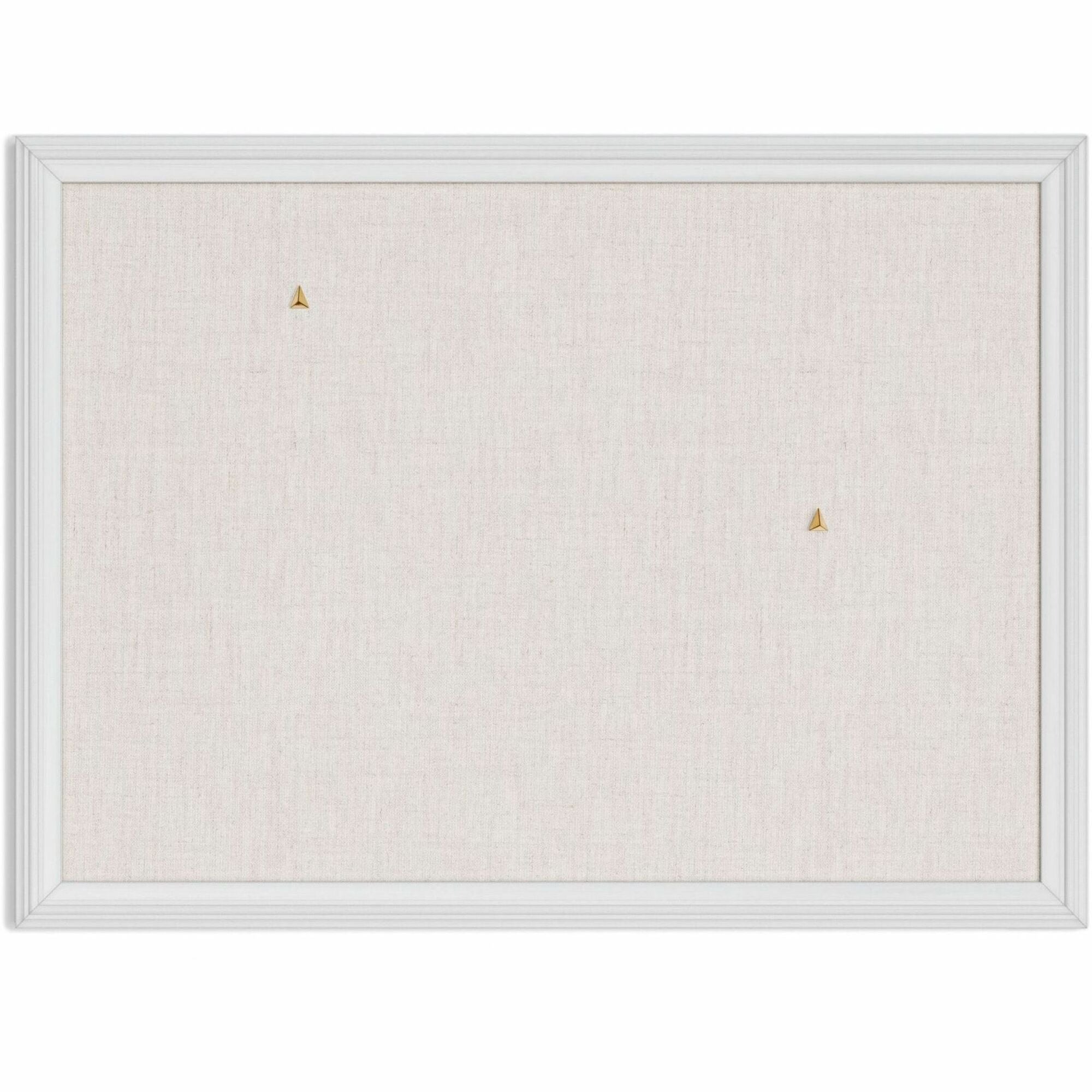 U Brands Linen Cork Linen Bulletin Board, 23" x 17" , White Wood Frame (3264U00-01) - 23" Height x 17" Width x 1" Depth - Tan Cork Surface - Self-healing, Durable, Mounting System - 1 Each