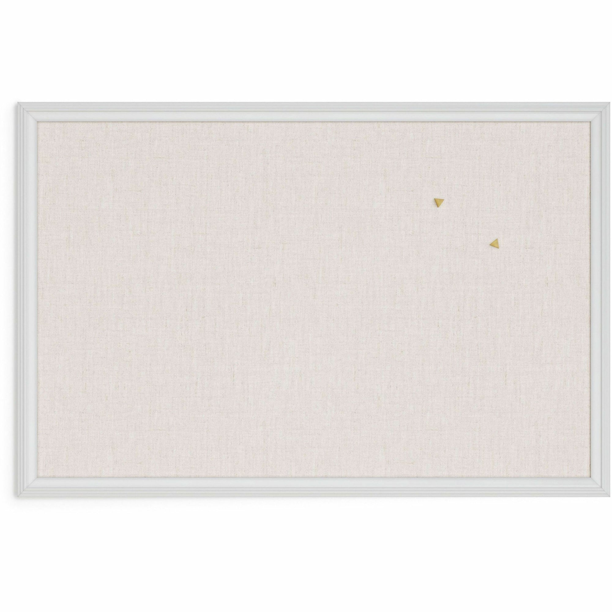 Linen Bulletin Board with Decor Frame, 30 x 20, Tan Surface, White Wood Frame