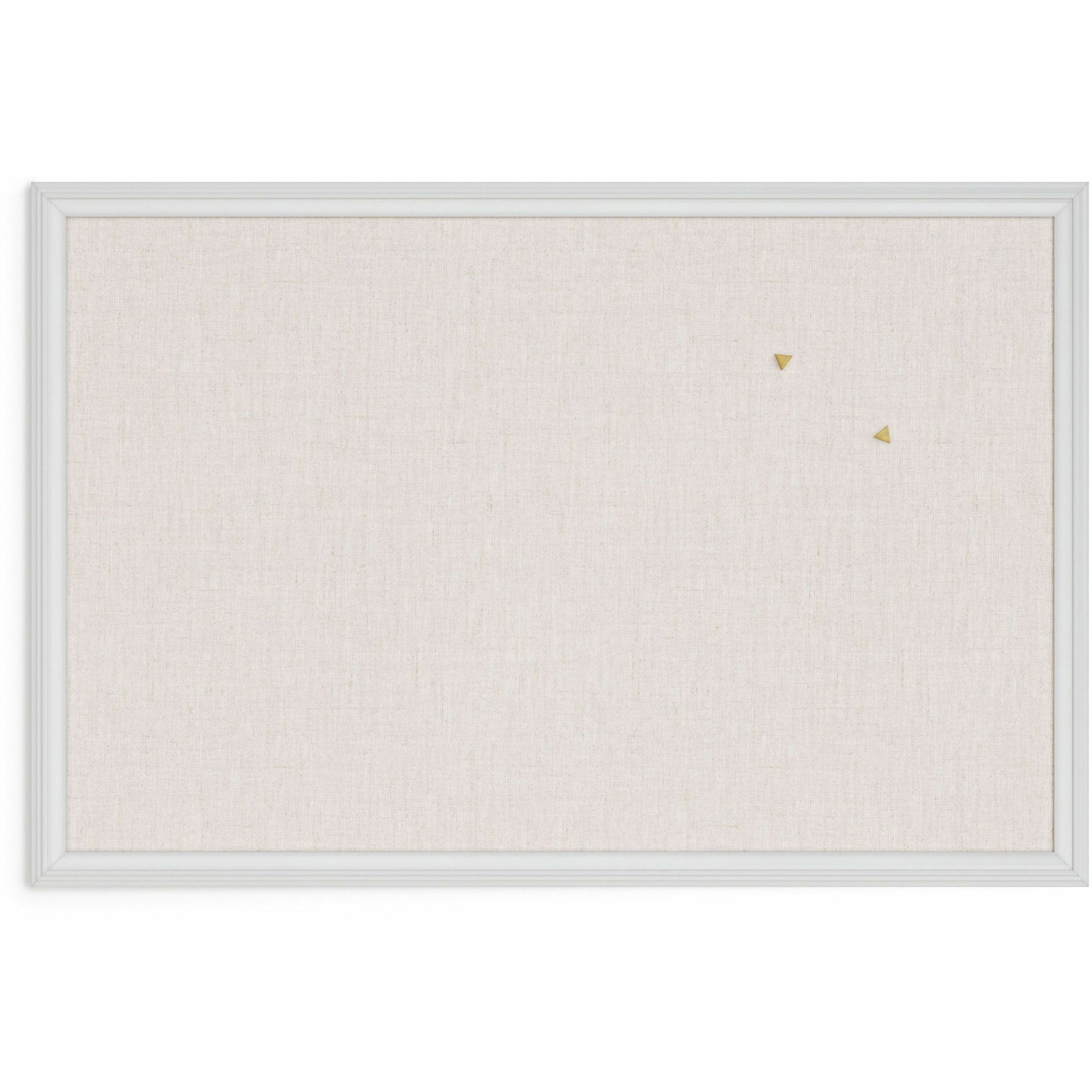 Linen Bulletin Board with Decor Frame, 30 x 20, Tan Surface, White Wood Frame