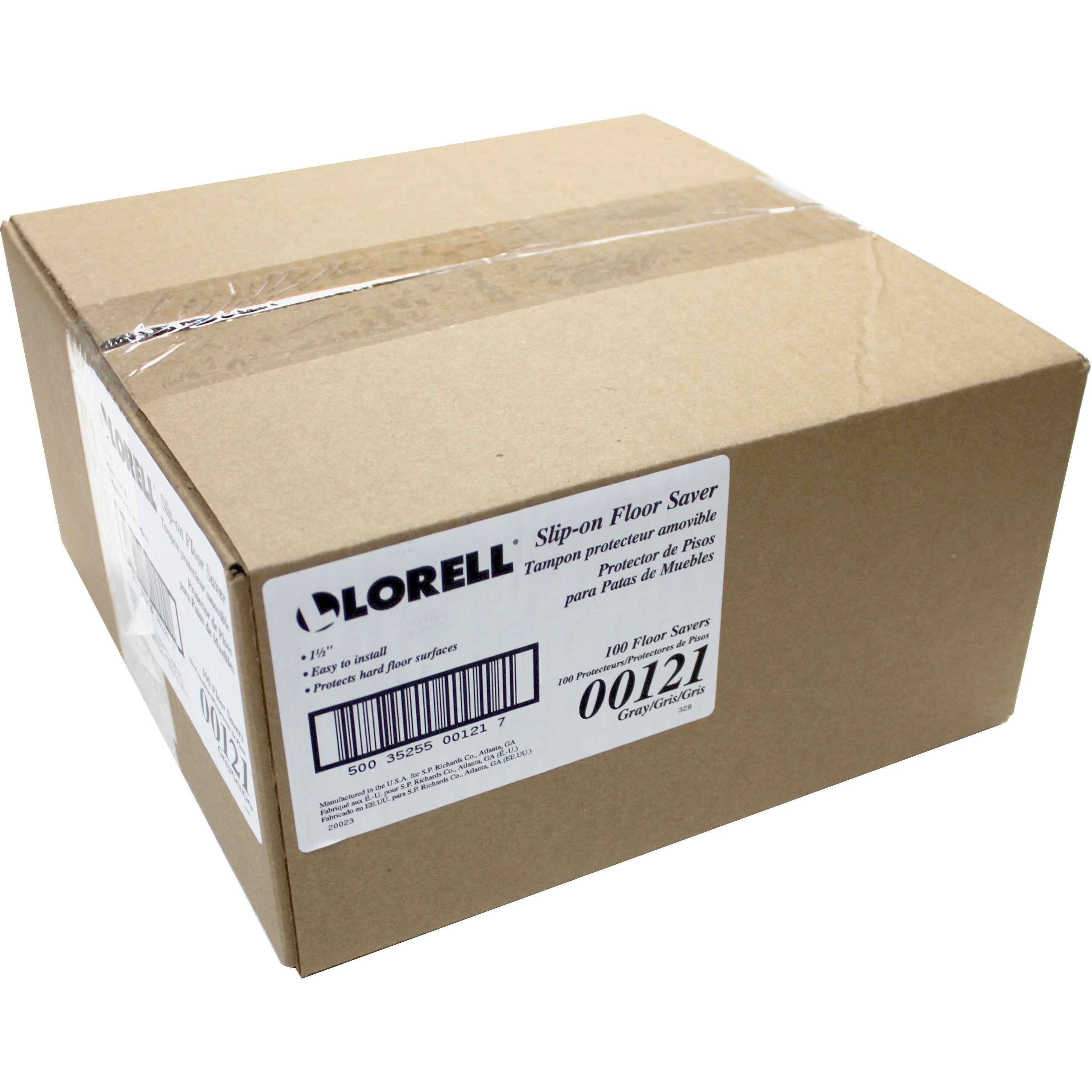 lorell-1-3-8-round-leg-slip-on-floor-savers-gray-vinyl-100-box_llr00121 - 2