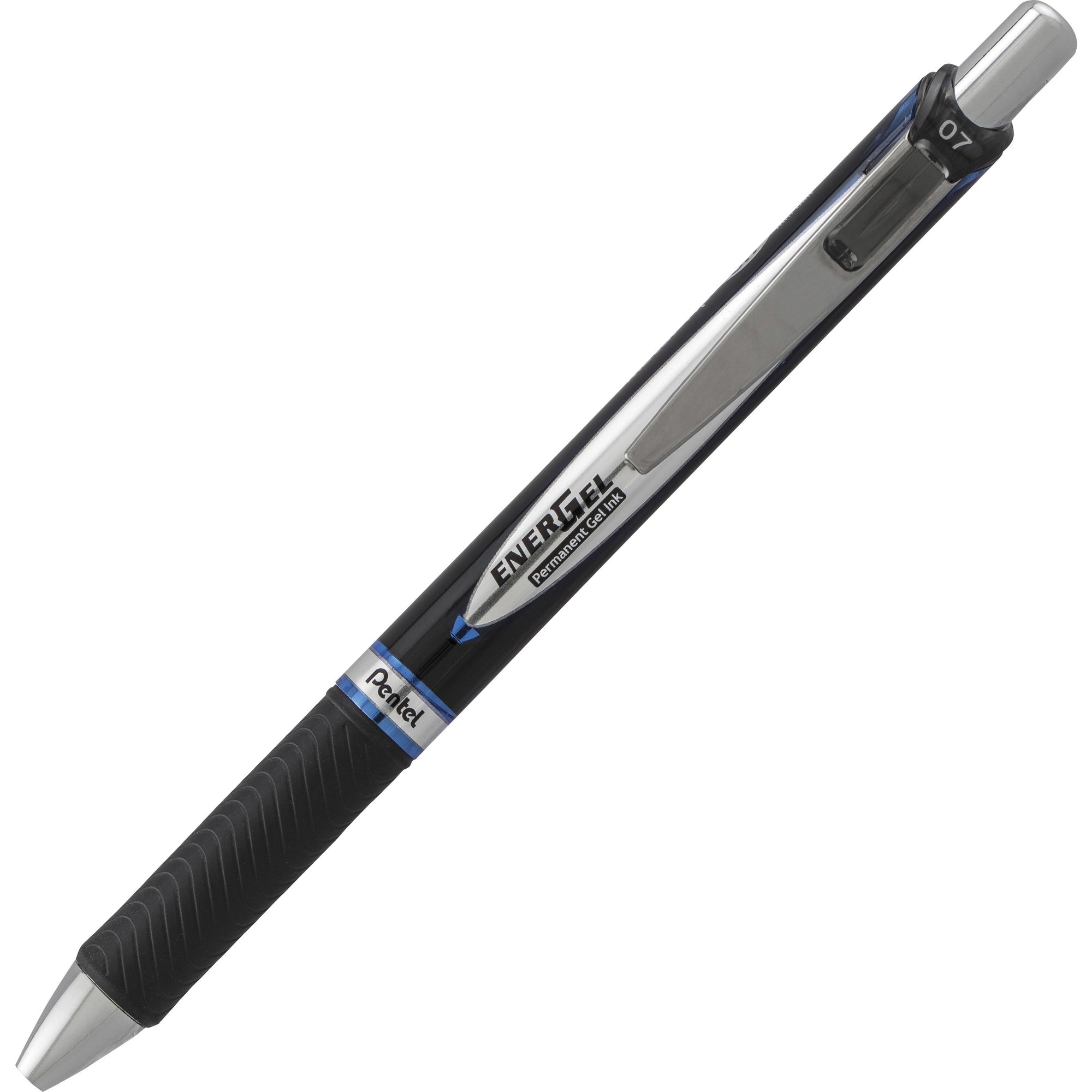 EnerGel PRO Permanent Ink Hybrid Gel Pen, Retractable, Medium 0.7 mm, Blue Ink, Black Barrel