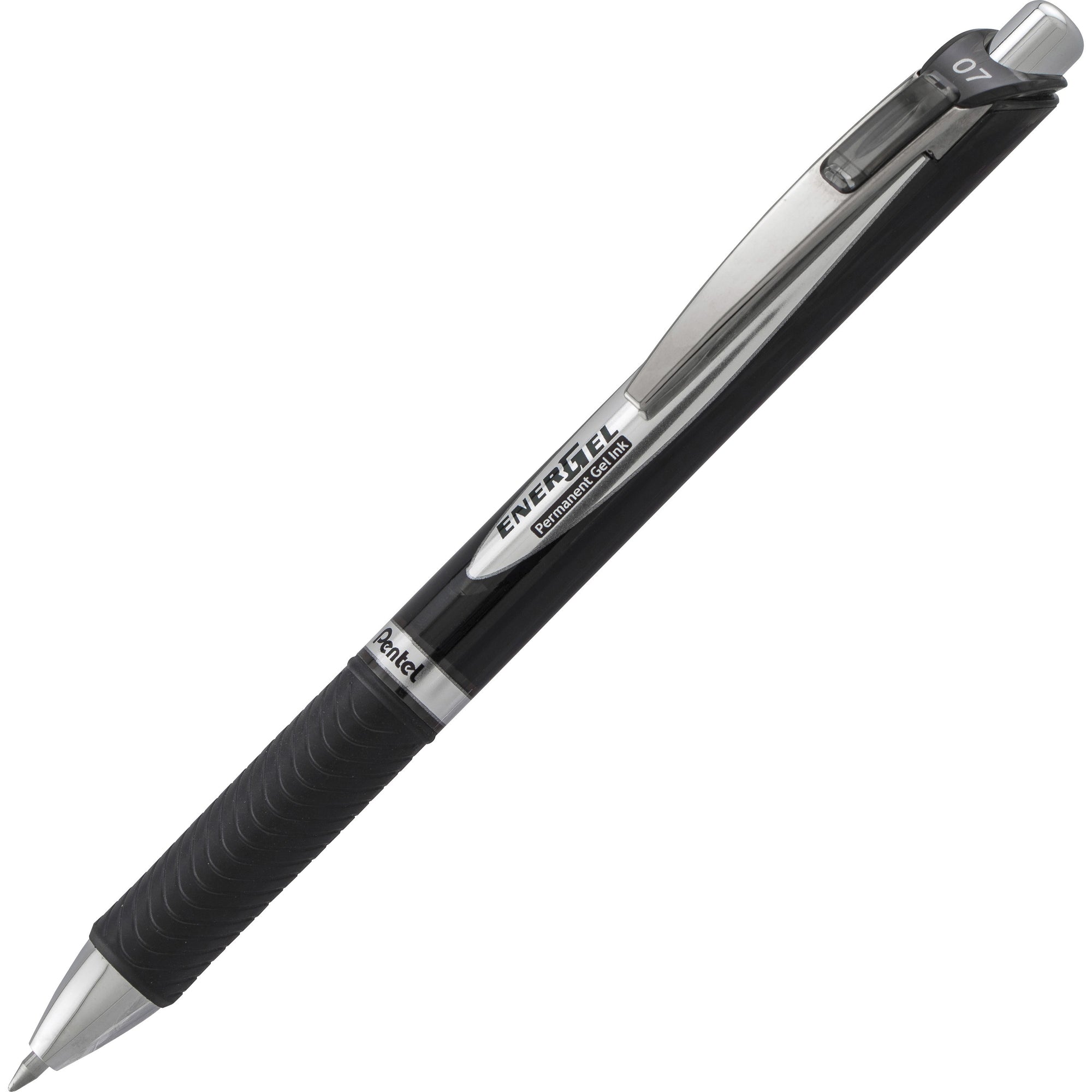 EnerGel PRO Permanent Ink Hybrid Gel Pen, Retractable, Medium 0.7 mm, Black Ink, Black Barrel