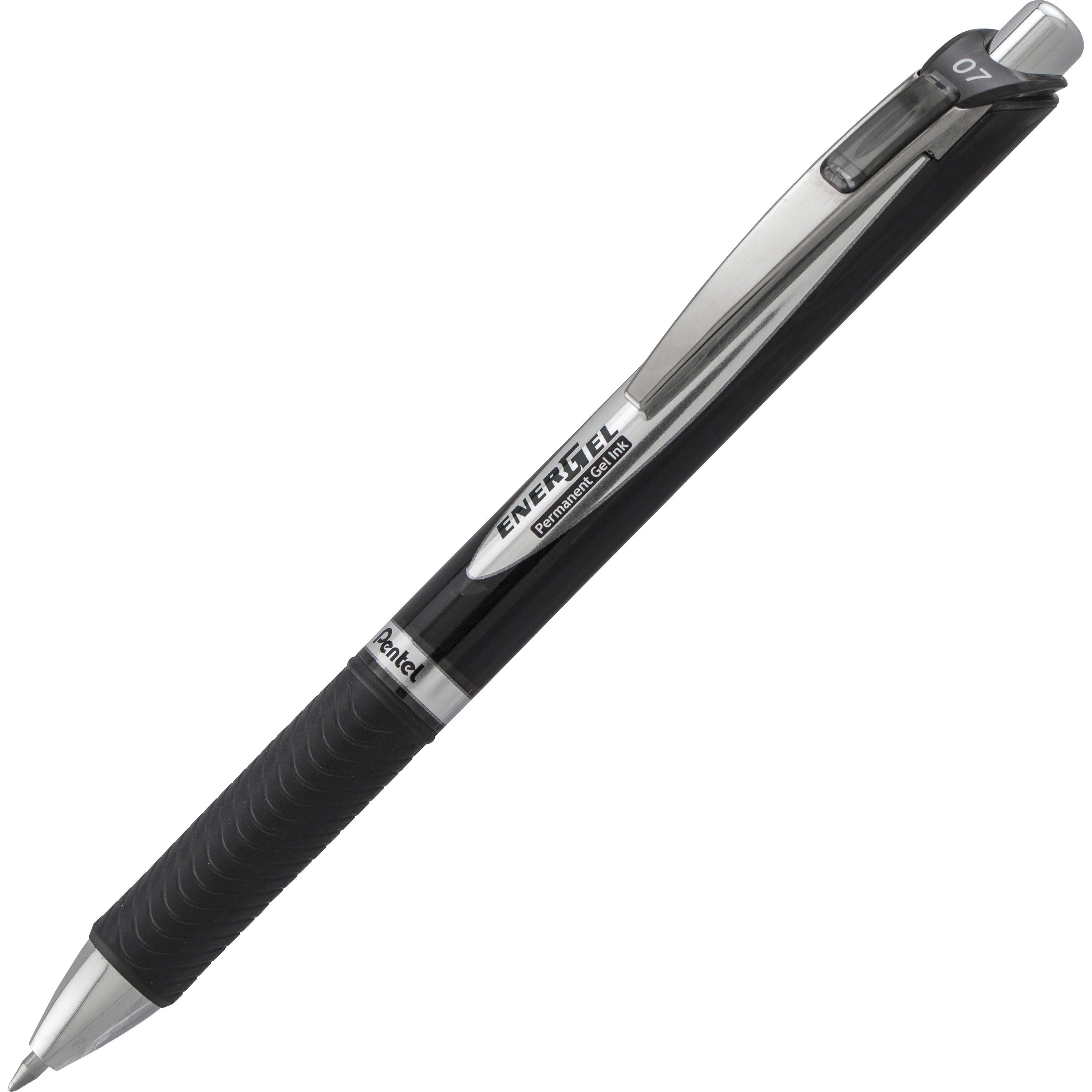 EnerGel PRO Permanent Ink Hybrid Gel Pen, Retractable, Medium 0.7 mm, Black Ink, Black Barrel