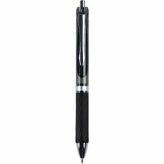 Integra Retractable Gel Ink Pen - Medium Pen Point - 0.7 mm Pen Point Size - Retractable - Black Gel-based Ink - Black Barrel - Metal Tip - 1 Dozen