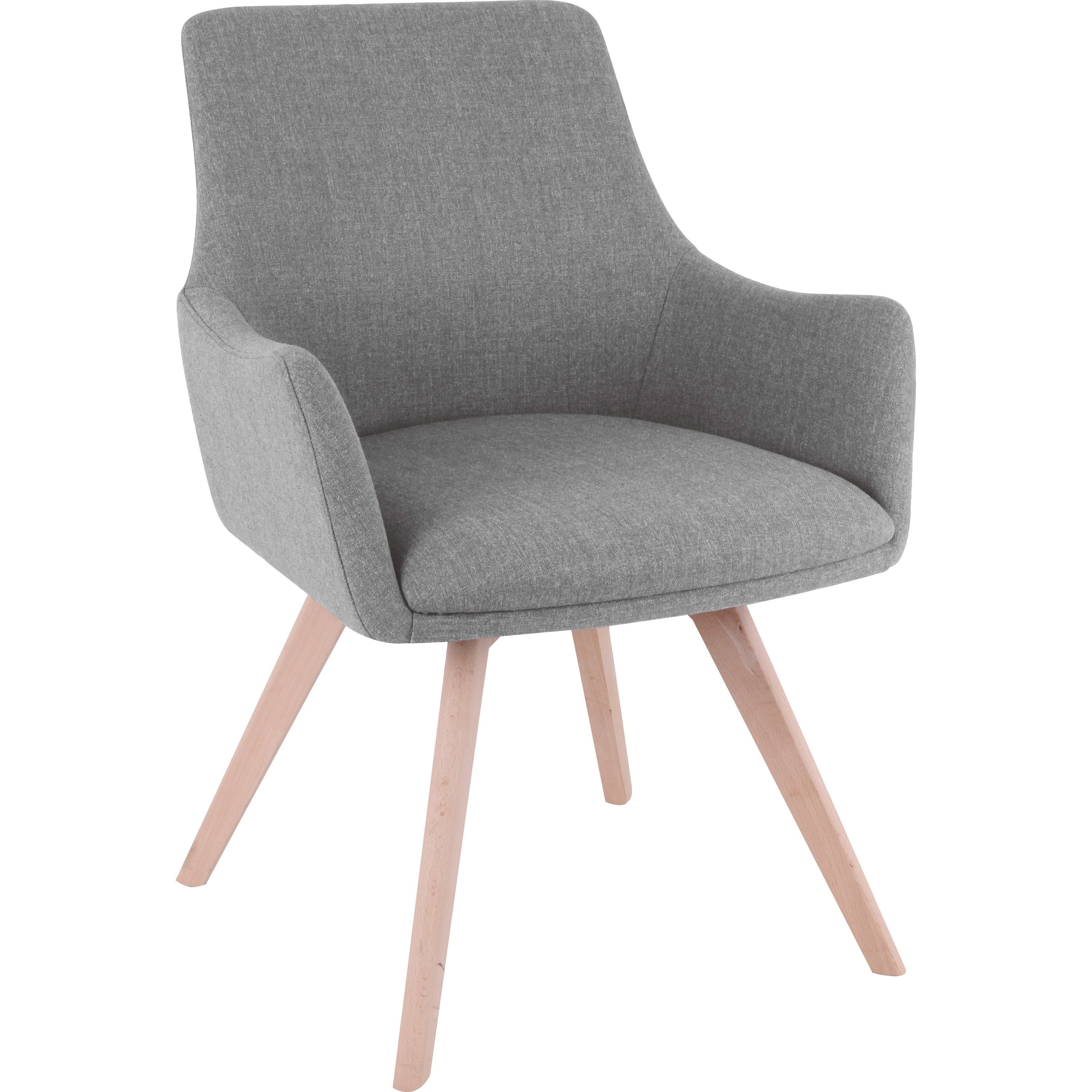 Lorell Mid-century Modern Flannel Guest Chair - Four-legged Base - Gray - Armrest - 1 Each - 1