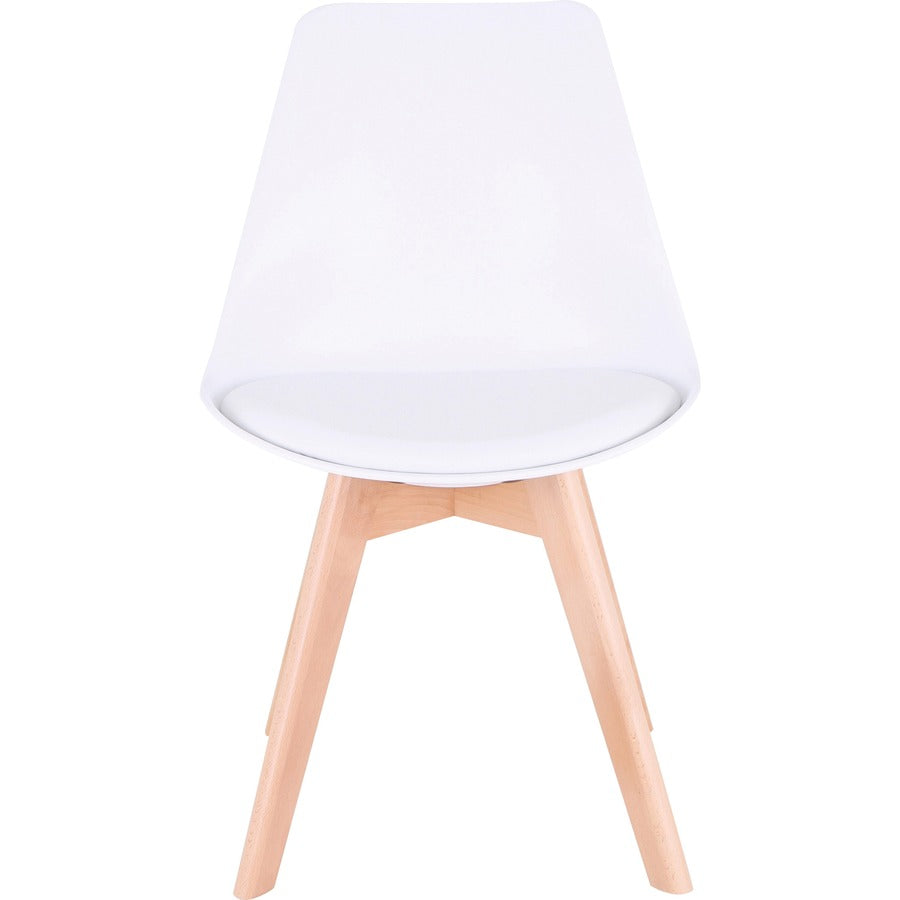 Lorell Curved Modern Shell Guest Chair - Fabric Seat - Four-legged Base - White - Plastic - 1 Each