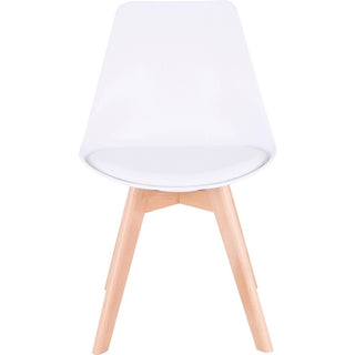 Lorell Curved Modern Shell Guest Chair - Fabric Seat - Four-legged Base - White - Plastic - 1 Each