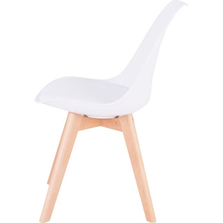 Lorell Curved Modern Shell Guest Chair - Fabric Seat - Four-legged Base - White - Plastic - 1 Each