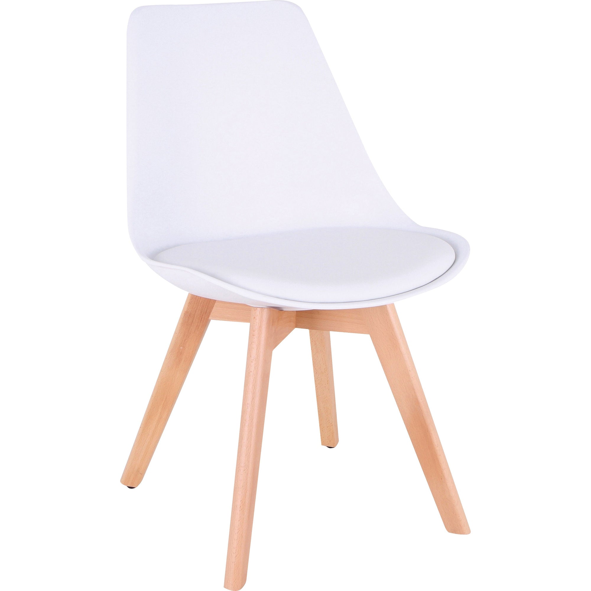 Lorell Curved Modern Shell Guest Chair - Fabric Seat - Four-legged Base - White - Plastic - 1 Each