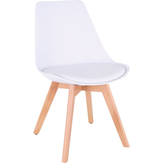 Lorell Curved Modern Shell Guest Chair - Fabric Seat - Four-legged Base - White - Plastic - 1 Each