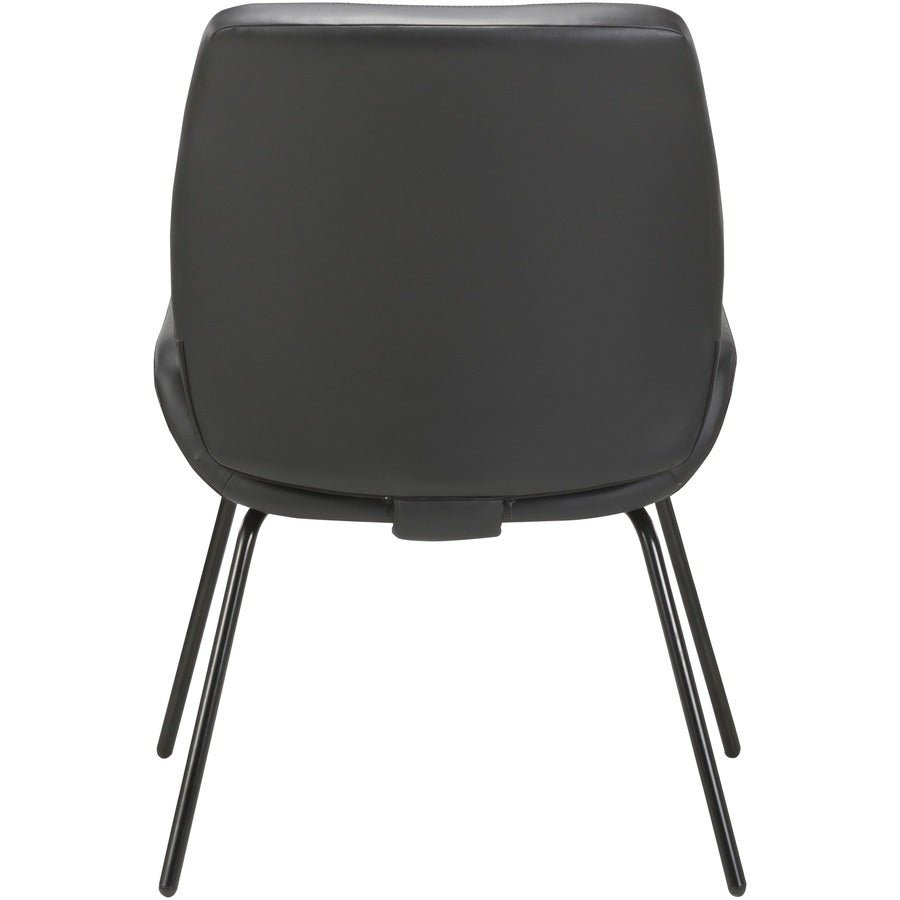 Lorell U-Shaped Seat Guest Chair - Bonded Leather Seat - Bonded Leather Back - Black - 1 Each