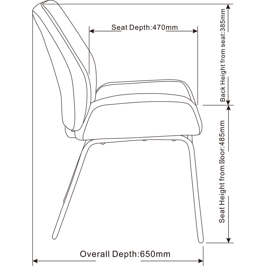 Lorell U-Shaped Seat Guest Chair - Bonded Leather Seat - Bonded Leather Back - Black - 1 Each