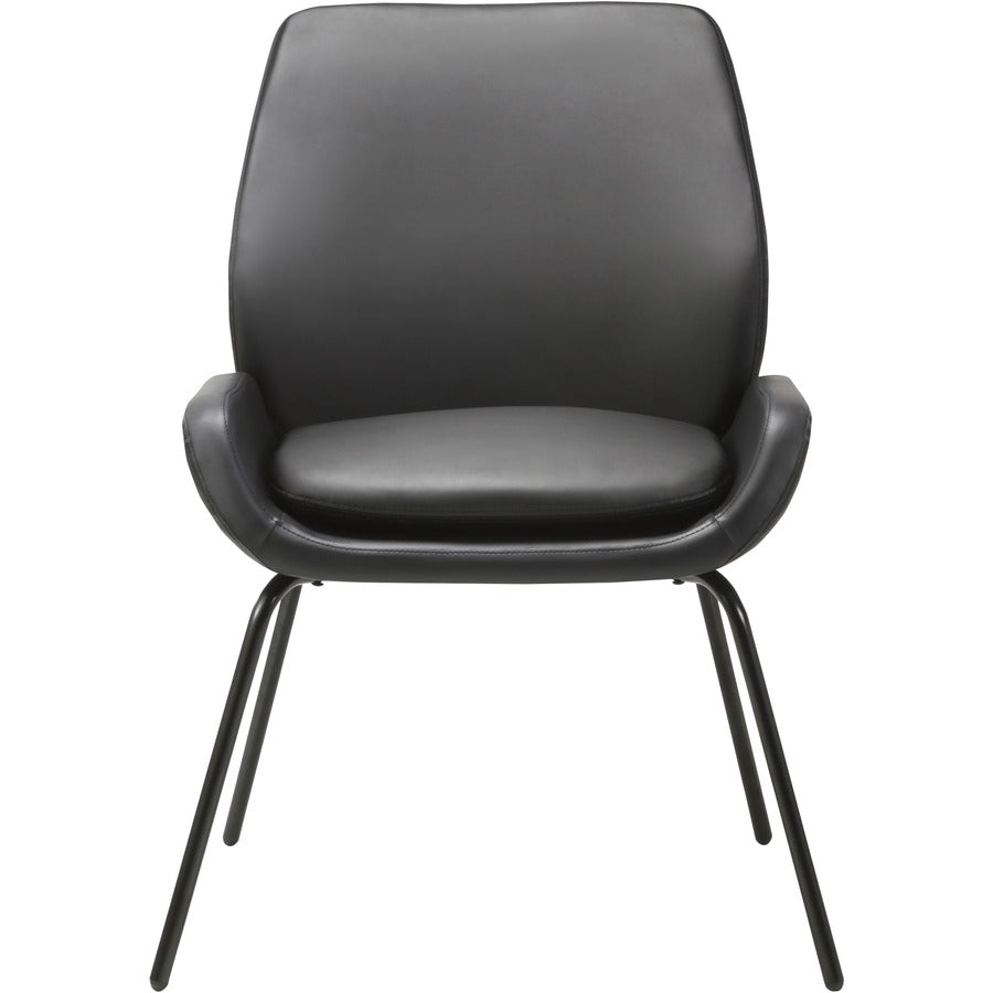 Lorell U-Shaped Seat Guest Chair - Bonded Leather Seat - Bonded Leather Back - Black - 1 Each