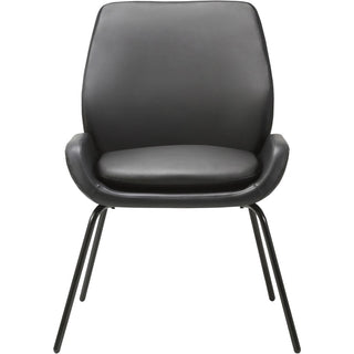 Lorell U-Shaped Seat Guest Chair - Bonded Leather Seat - Bonded Leather Back - Black - 1 Each
