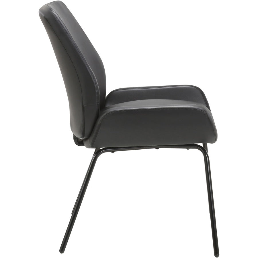 Lorell U-Shaped Seat Guest Chair - Bonded Leather Seat - Bonded Leather Back - Black - 1 Each