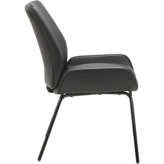Lorell U-Shaped Seat Guest Chair - Bonded Leather Seat - Bonded Leather Back - Black - 1 Each