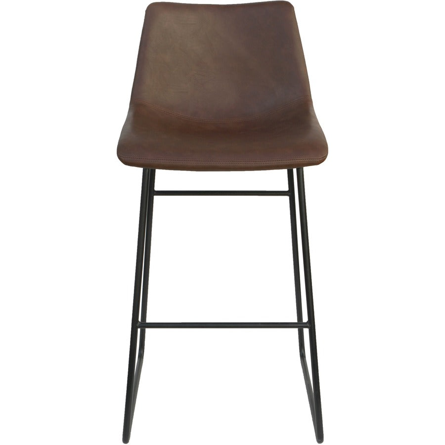 Lorell Sled Guest Stools - Tan Bonded Leather Seat - Mid Back - Sled Base - Tan - Bonded Leather - 2 / Carton