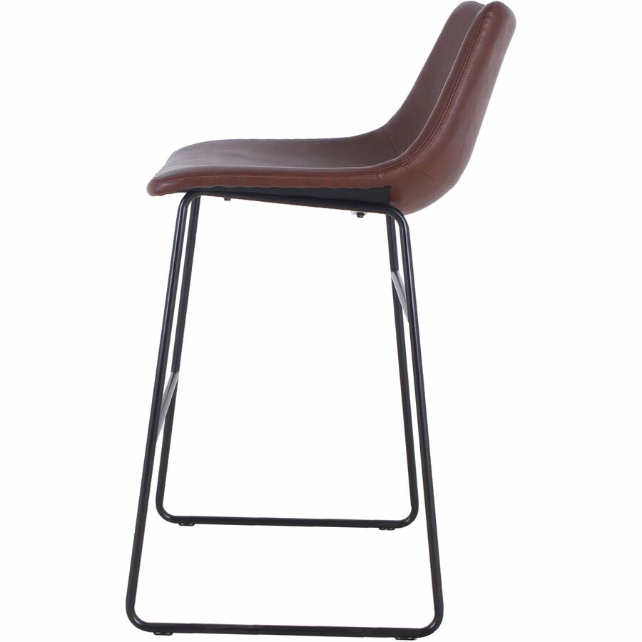 Lorell Sled Guest Stools - Tan Bonded Leather Seat - Mid Back - Sled Base - Tan - Bonded Leather - 2 / Carton