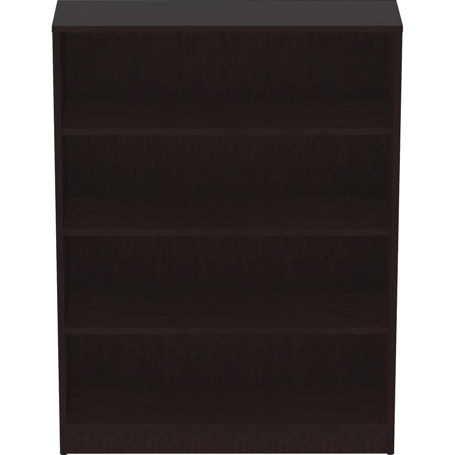 Lorell Laminate Bookcase - 0.8" Shelf, 36" x 12"48" - 4 Shelve(s) - 3 Adjustable Shelf(ves) - Square Edge - Material: Thermofused Laminate (TFL) - Finish: Espresso
