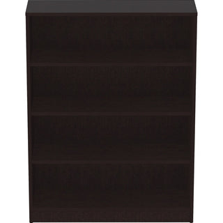 Lorell Laminate Bookcase - 0.8" Shelf, 36" x 12"48" - 4 Shelve(s) - 3 Adjustable Shelf(ves) - Square Edge - Material: Thermofused Laminate (TFL) - Finish: Espresso