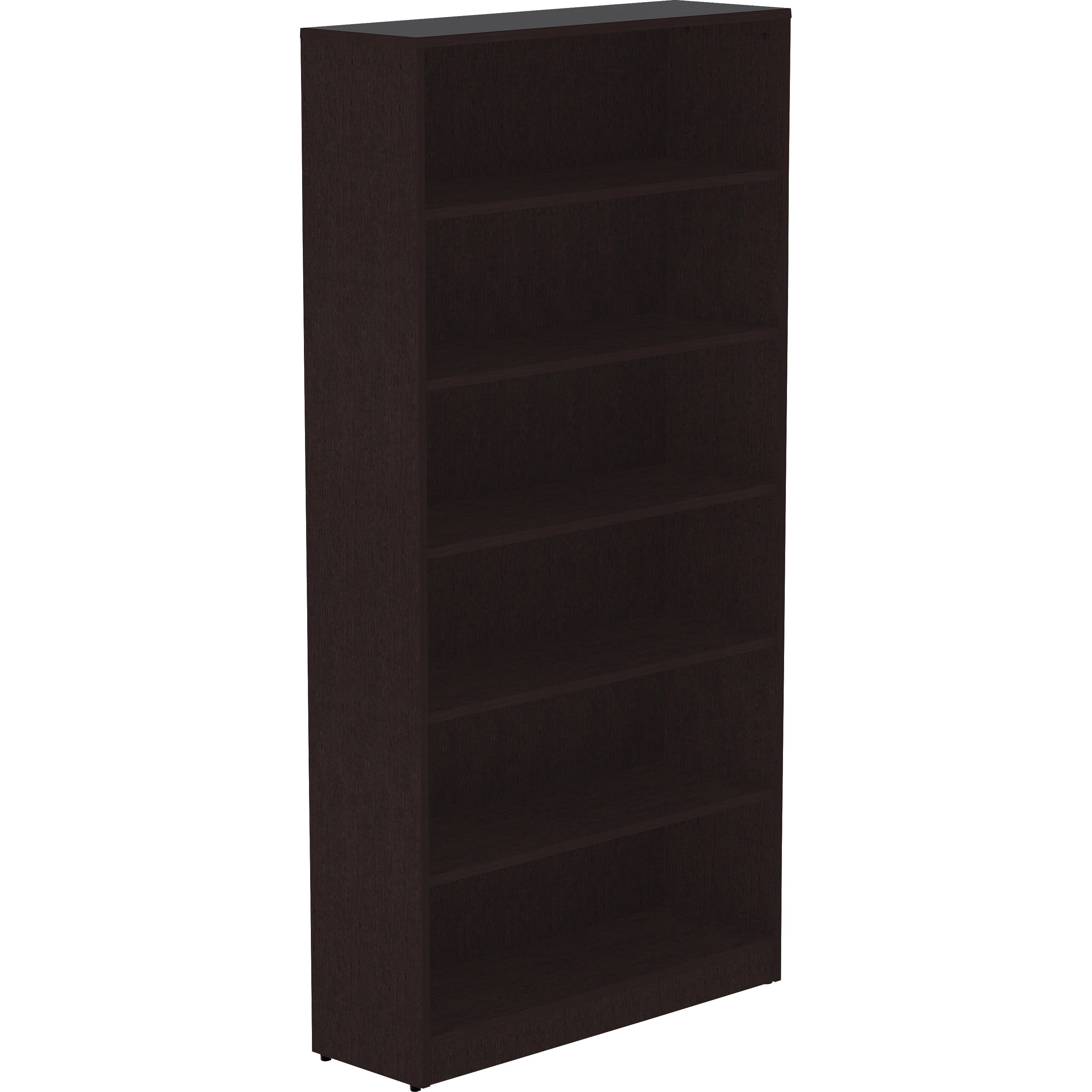 lorell-laminate-bookcase-08-shelf-36-x-1272-6-shelves-5-adjustable-shelfves-square-edge-material-thermofused-laminate-tfl-finish-espresso_llr18228 - 1