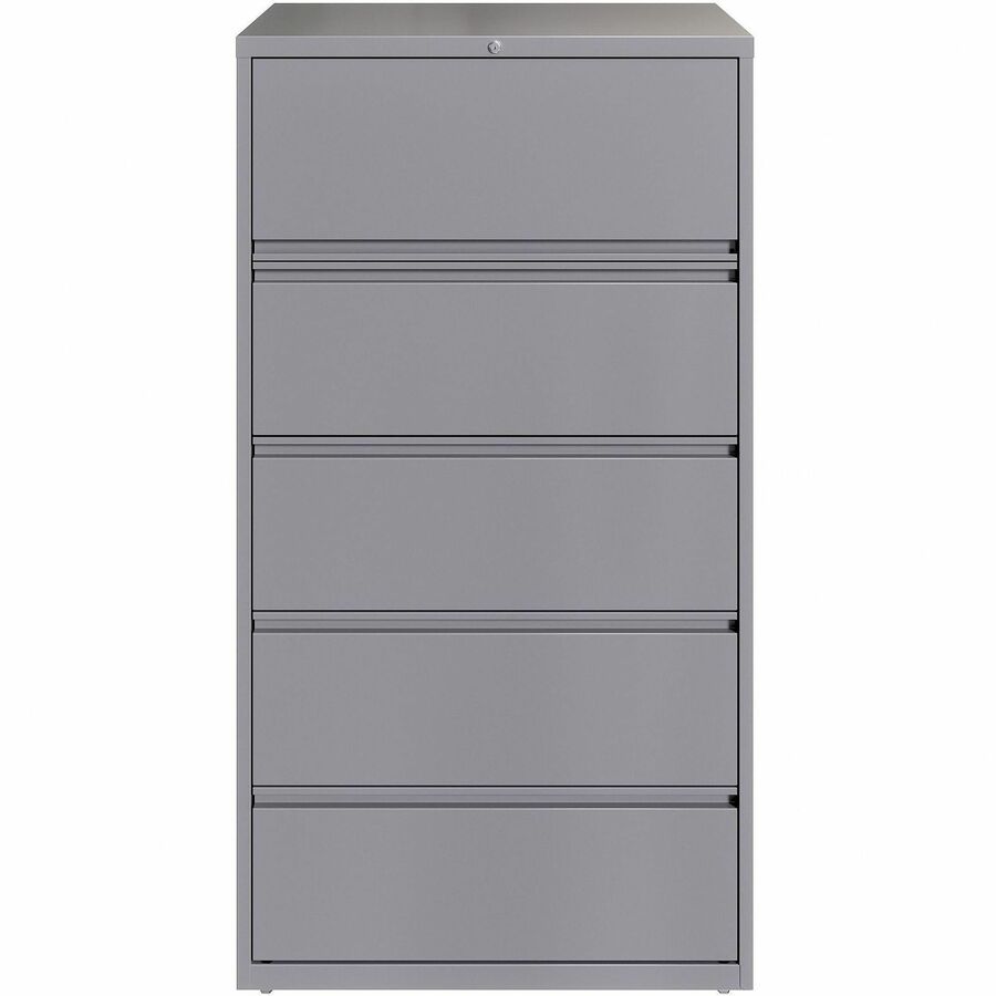Lorell Fortress Series Lateral File w/Roll-out Posting Shelf - 36" x 18.6" x 67.6" - 5 x Drawer(s) for File - Letter, Legal, A4 - Lateral - Hanging Rail, Magnetic Label Holder, Locking Drawer, Locking Bar, Ball Bearing Slide, Reinforced Base, Adjusta