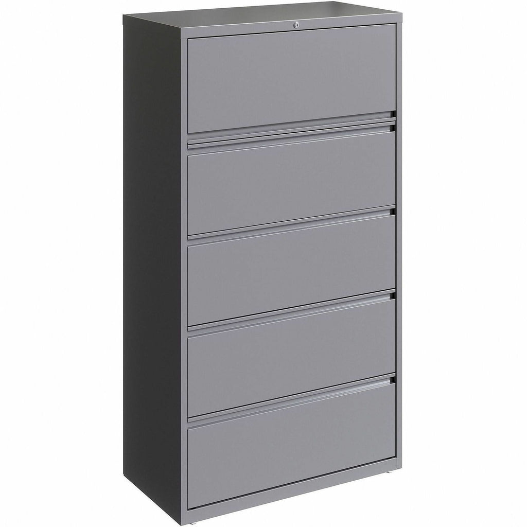 Lorell Fortress Series Lateral File w/Roll-out Posting Shelf - 36" x 18.6" x 67.6" - 5 x Drawer(s) for File - Letter, Legal, A4 - Lateral - Hanging Rail, Magnetic Label Holder, Locking Drawer, Locking Bar, Ball Bearing Slide, Reinforced Base, Adjusta