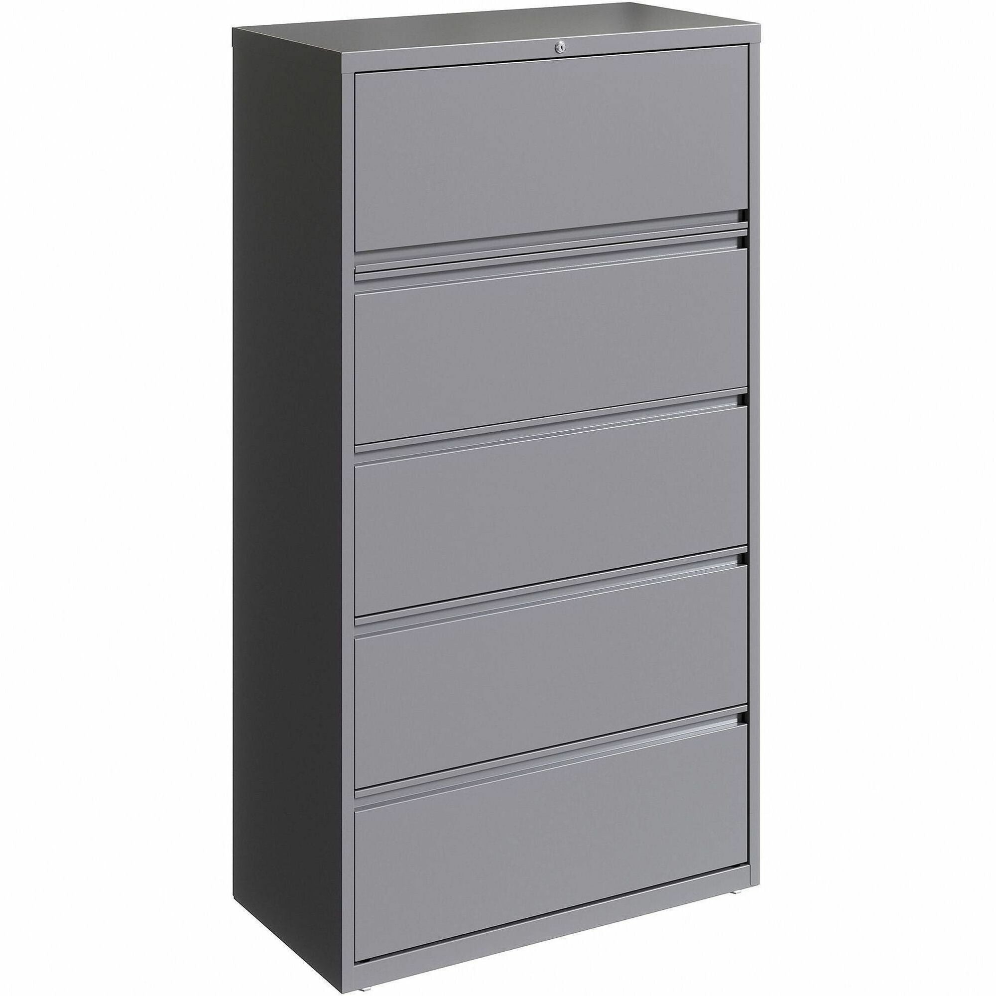 Lorell Fortress Series Lateral File w/Roll-out Posting Shelf - 36" x 18.6" x 67.6" - 5 x Drawer(s) for File - Letter, Legal, A4 - Lateral - Hanging Rail, Magnetic Label Holder, Locking Drawer, Locking Bar, Ball Bearing Slide, Reinforced Base, Adjusta