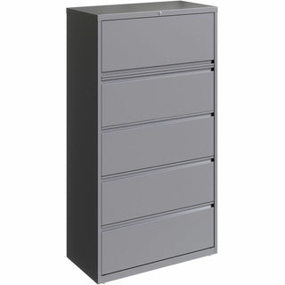 Lorell Fortress Series Lateral File w/Roll-out Posting Shelf - 36" x 18.6" x 67.6" - 5 x Drawer(s) for File - Letter, Legal, A4 - Lateral - Hanging Rail, Magnetic Label Holder, Locking Drawer, Locking Bar, Ball Bearing Slide, Reinforced Base, Adjusta