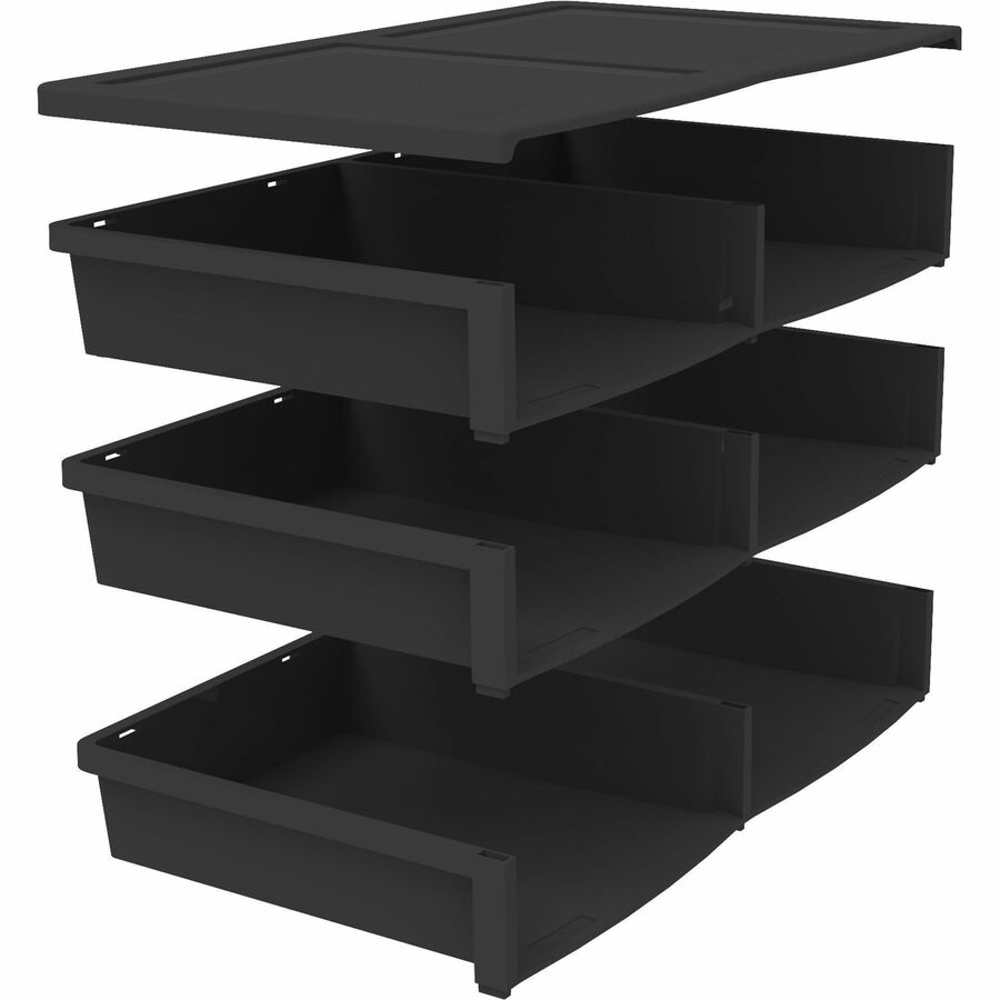 Storex Quick Stack 6-sorter Organizer - 500 x Sheet - 6 Compartment(s) - Compartment Size 8.75" x 11.50" x 2" - 8.7" Height x 13.6" Width20.5" Length - Black - Plastic - 1 Each