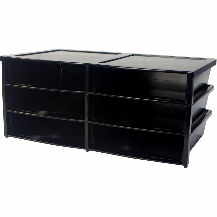 Storex Quick Stack 6-sorter Organizer - 500 x Sheet - 6 Compartment(s) - Compartment Size 8.75" x 11.50" x 2" - 8.7" Height x 13.6" Width20.5" Length - Black - Plastic - 1 Each