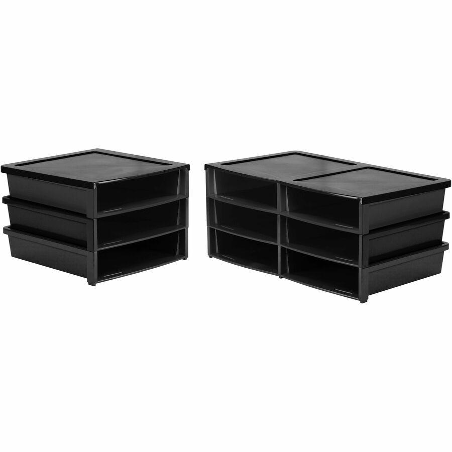Storex Quick Stack 6-sorter Organizer - 500 x Sheet - 6 Compartment(s) - Compartment Size 8.75" x 11.50" x 2" - 8.7" Height x 13.6" Width20.5" Length - Black - Plastic - 1 Each