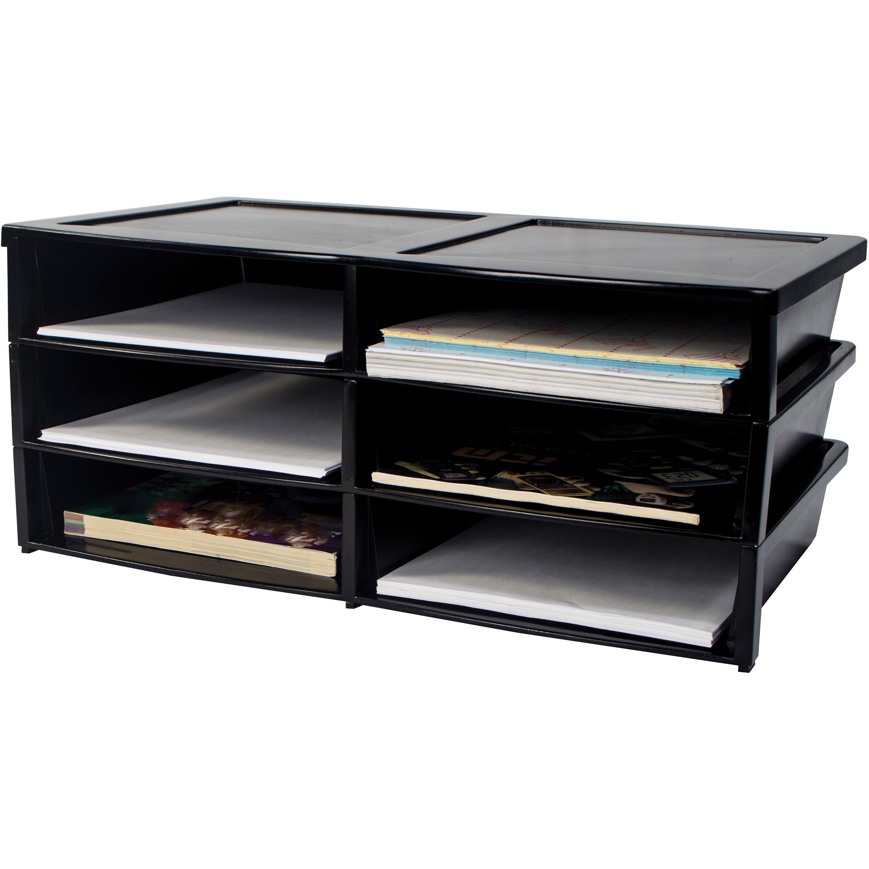 storex-quick-stack-6-sorter-organizer-500-x-sheet-6-compartments-compartment-size-875-x-1150-x-2-87-height-x-136-width205-length-black-plastic-1-each_stx61446e01c - 1