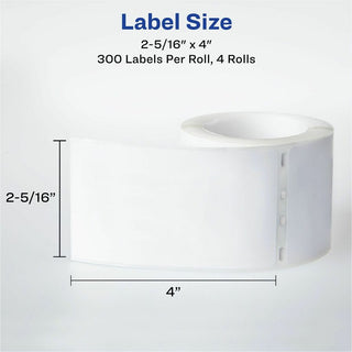 Avery Direct Thermal Roll Labels, 2-5/16" x 4" , White, 300 Shipping Labels Per Roll, 4 Rolls (4191) - Avery Thermal Roll Labels, 2-5/16"x4" , 300 Labels/Roll-4 Rolls (4191) - 4