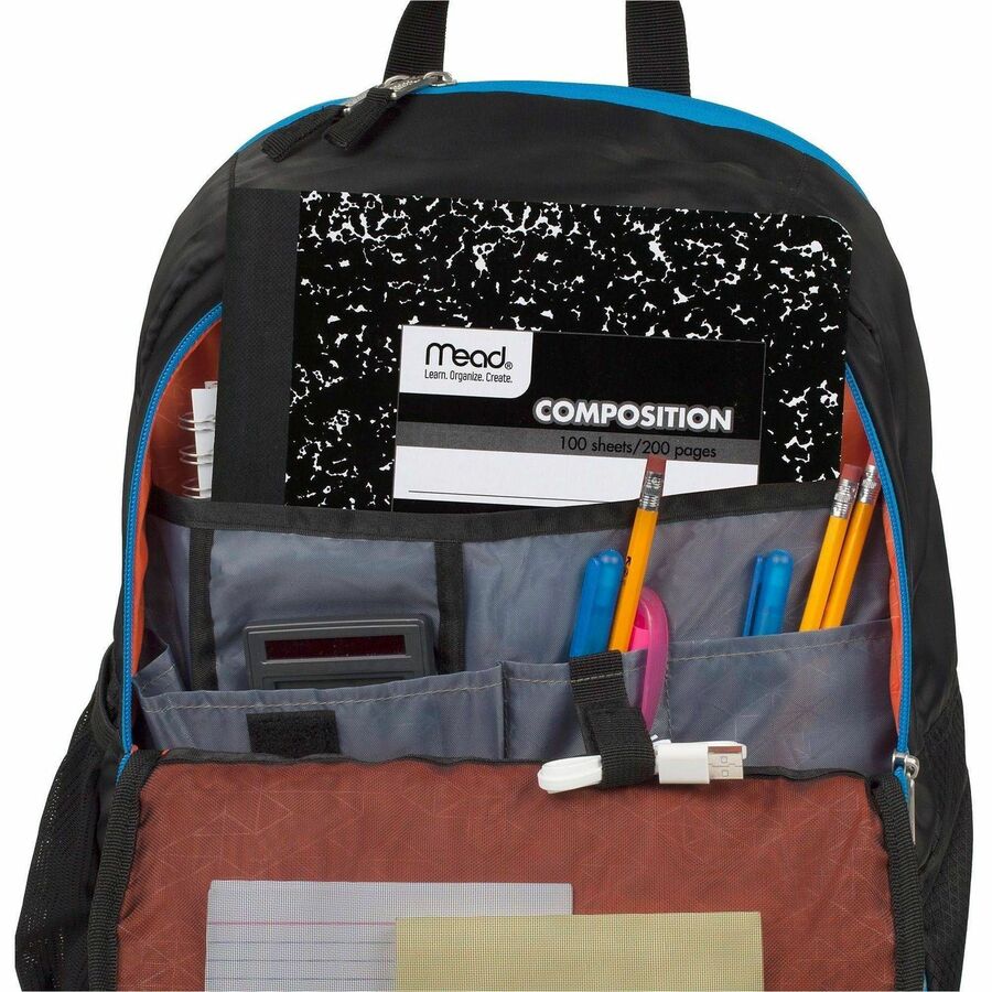 Mead College Ruled Comp Book - 100 Sheets - Sewn - 9 3/4" x 7 1/2" - 9" x 7" x 0.5" - White Paper - Black Marble Cover - Multiplication Table, Conversion Table, Sturdy Cover, Class Schedule - 3 / Pack