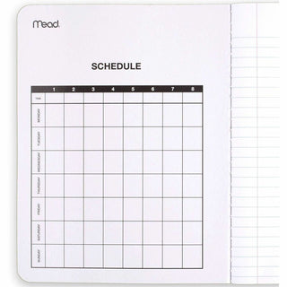 Mead College Ruled Comp Book - 100 Sheets - Sewn - 9 3/4" x 7 1/2" - 9" x 7" x 0.5" - White Paper - Black Marble Cover - Multiplication Table, Conversion Table, Sturdy Cover, Class Schedule - 3 / Pack