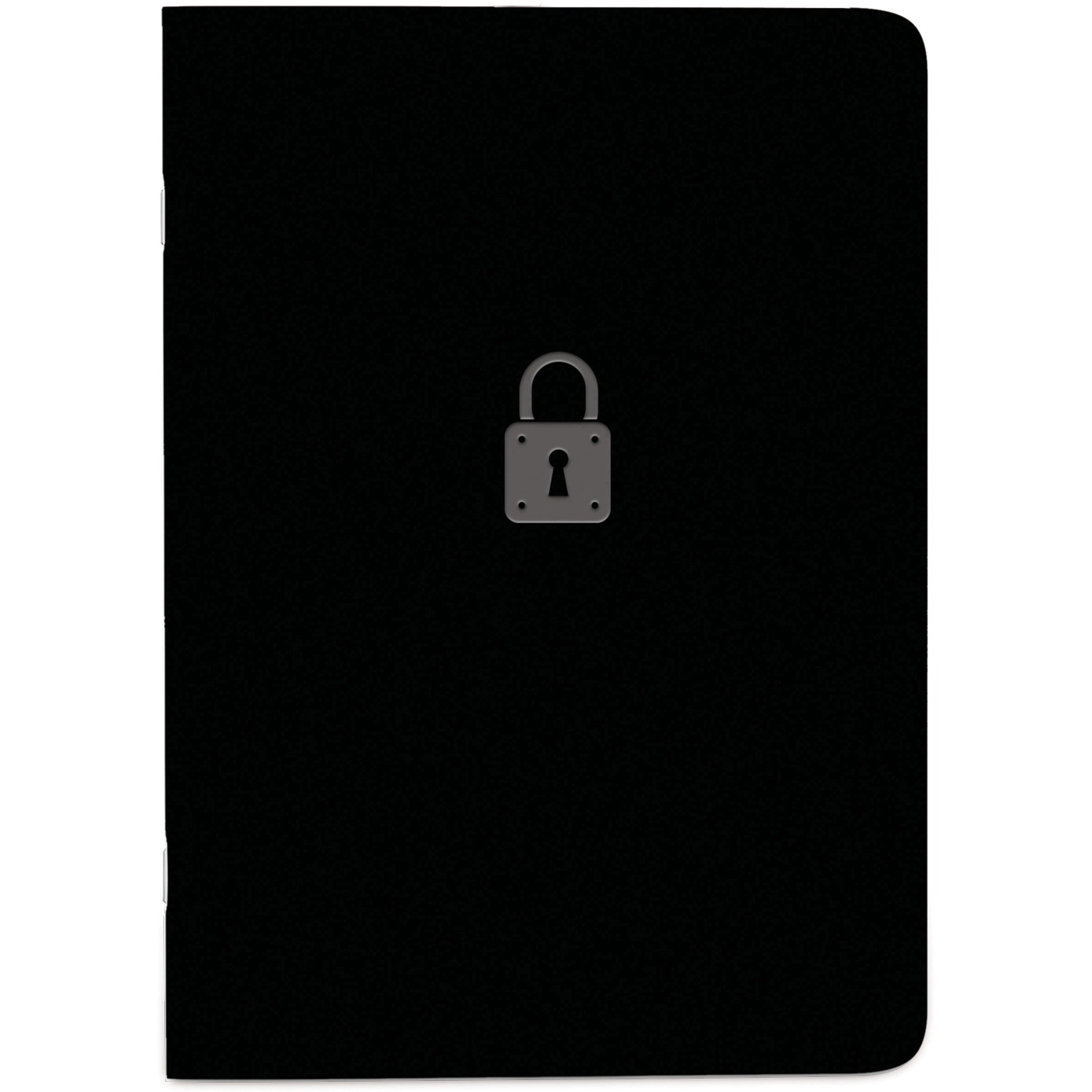 rediform-password-notebook-64-pages-sewn-040-x-35-x-5-black-cover-compact-flexible-cover-bilingual-format-note-section-recycled-1-each_reda00781 - 1