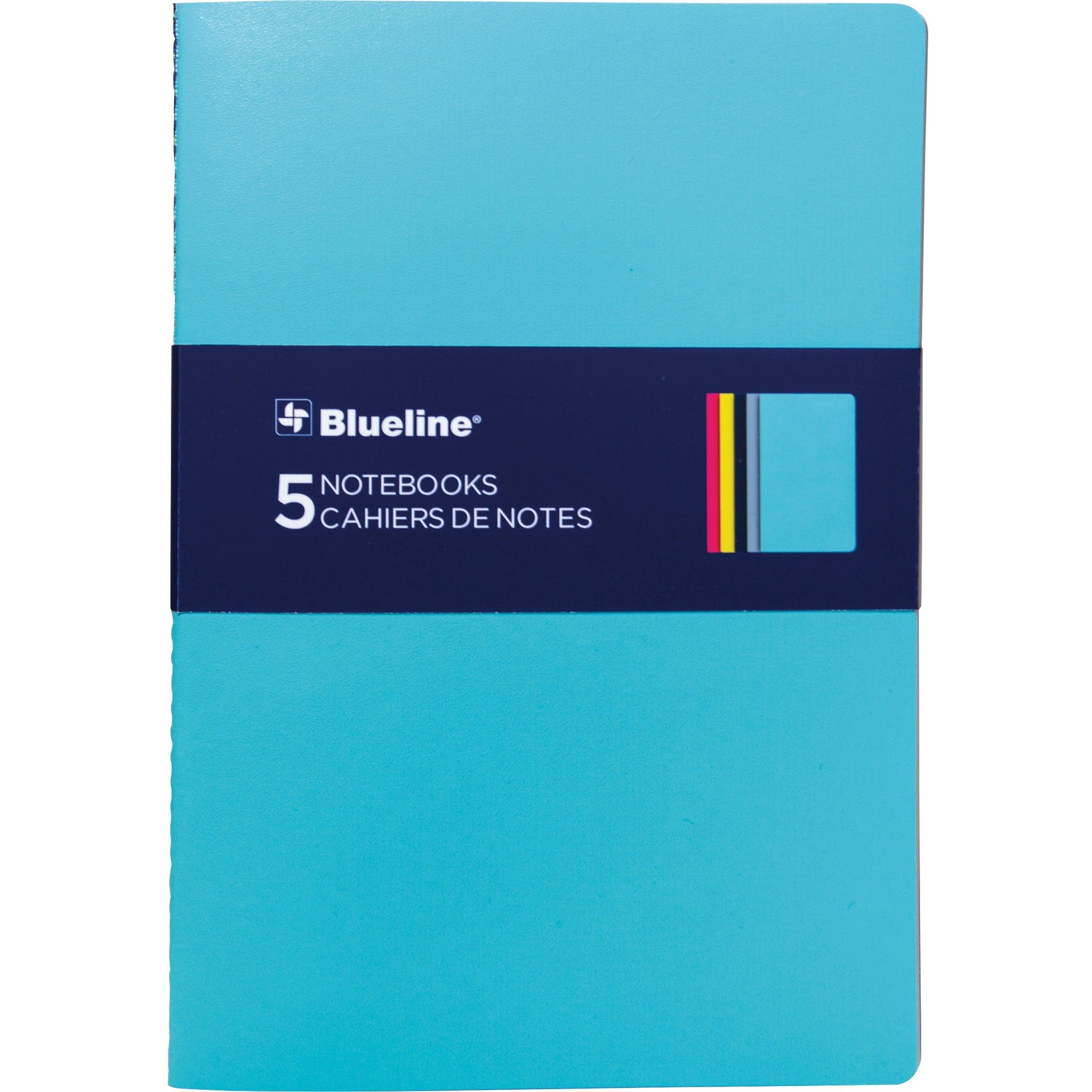 rediform-blueline-5-notebooks-pack-64-pages-sewn-5-3-4-x-8-1-4-assorted-cover-soft-cover-flexible-cover-bleed-resistant-5-pack_reda85 - 2