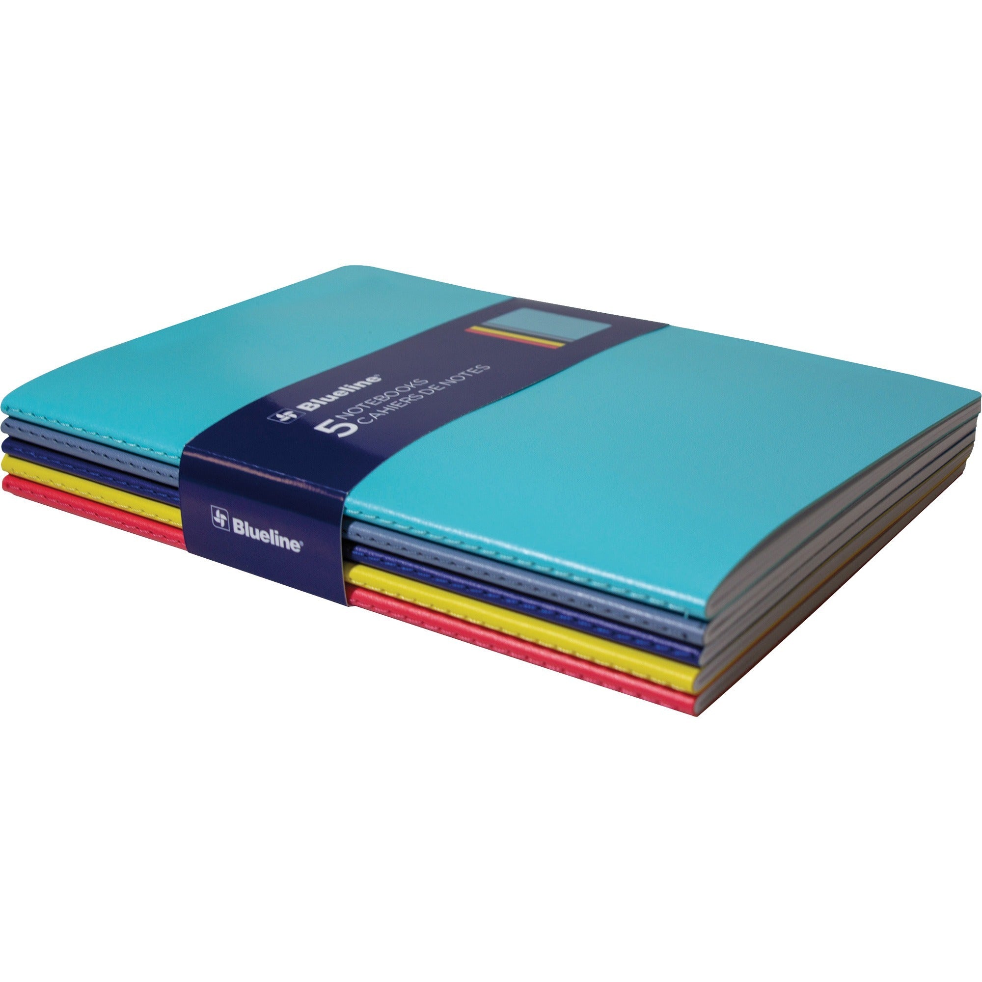 rediform-blueline-5-notebooks-pack-64-pages-sewn-5-3-4-x-8-1-4-assorted-cover-soft-cover-flexible-cover-bleed-resistant-5-pack_reda85 - 1