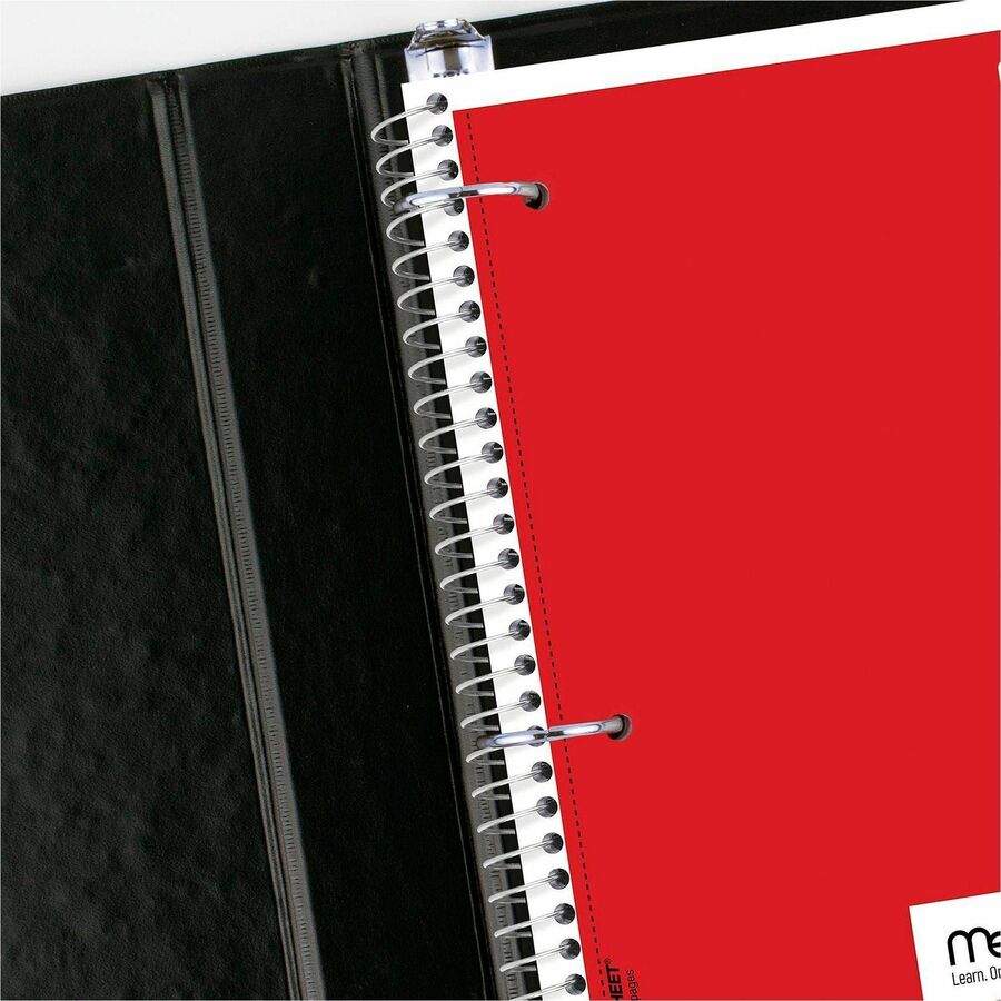 Mead 1 Subject Wide Ruled Spiral Notebook - 70 Sheets - 140 Pages - Spiral Bound - 3 Hole(s) - 10 1/2" x 8" - 10" x 8" x 0.5" - White Paper - Assorted Cover - Durable Cover, Bleed Resistant, Perforated, Spiral Lock, Lightweight - 4 / Pack