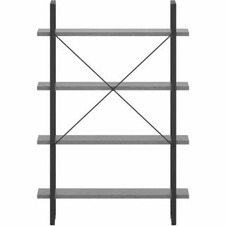 Lorell SOHO Rustic Metal Frame Bookcase - 39.4" x 11.8"57.5" - 4 Shelve(s) - Band Edge - Finish: Charcoal - Sturdy, Durable