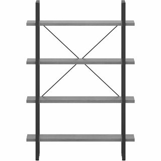 Lorell SOHO Rustic Metal Frame Bookcase - 39.4" x 11.8"57.5" - 4 Shelve(s) - Band Edge - Finish: Charcoal - Sturdy, Durable