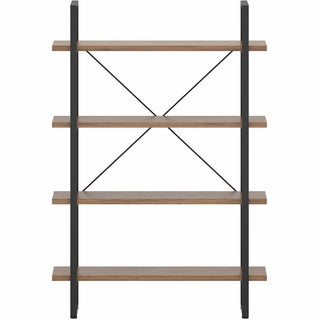Lorell SOHO Rustic Metal Frame Bookcase - 39.4" x 11.8"57.5" - 4 Shelve(s) - Band Edge - Finish: Walnut - Sturdy, Durable