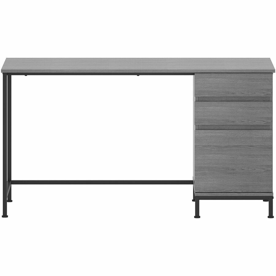 Lorell SOHO Desk with Side Drawers - 55" x 23.6"30" - 3 x File Drawer(s) - Single Pedestal on Right Side - Finish: Charcoal