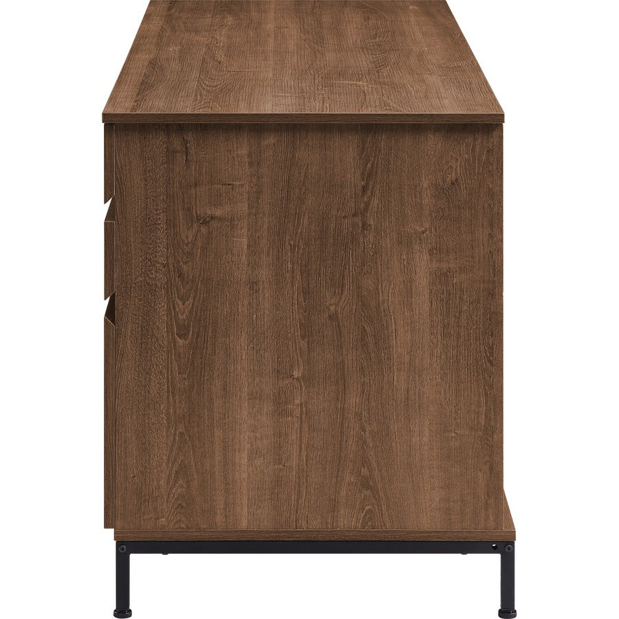 Lorell SOHO Desk with Side Drawers - 55" x 23.6"30" - 3 x File Drawer(s) - Single Pedestal on Right Side - Finish: Walnut