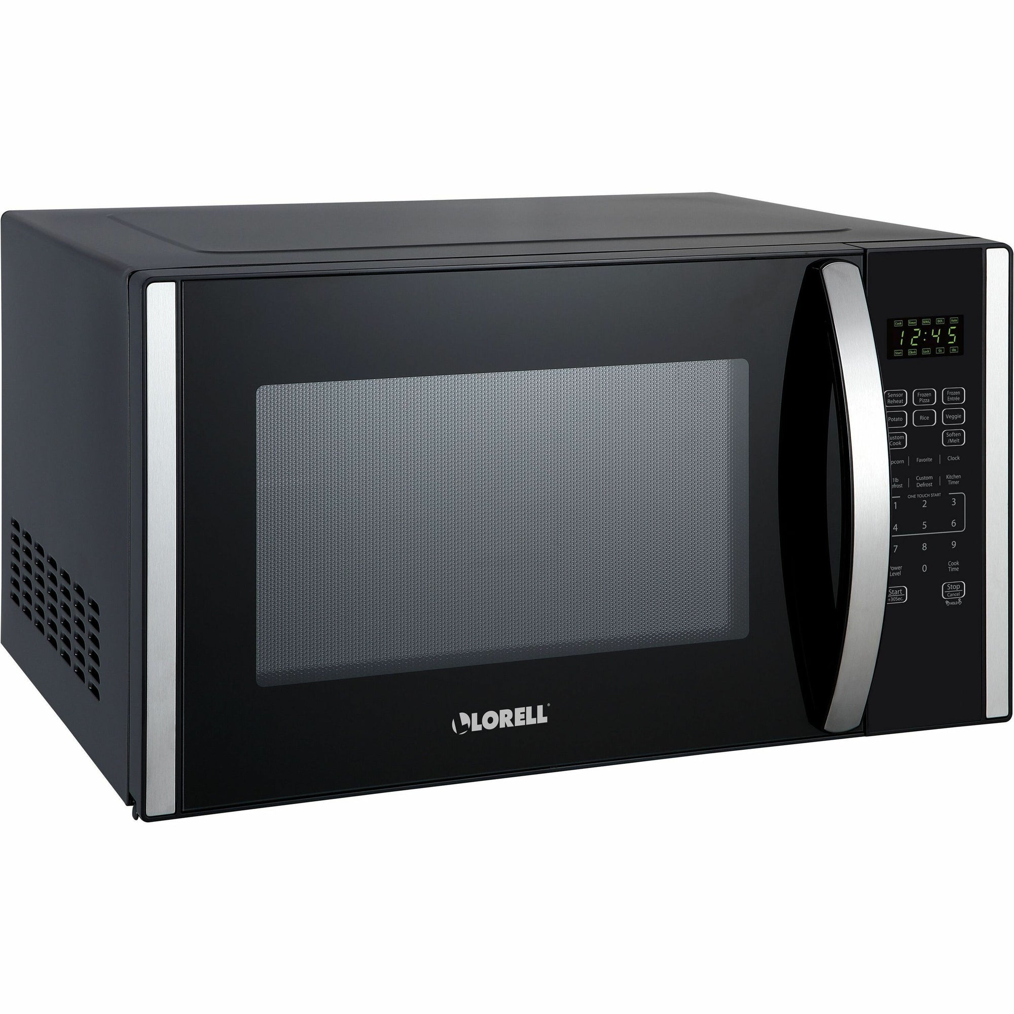 Lorell Microwave - Single - 1.6 ft Capacity - Microwave - 11 Power Levels - FuseMetal - Countertop - Black, Silver