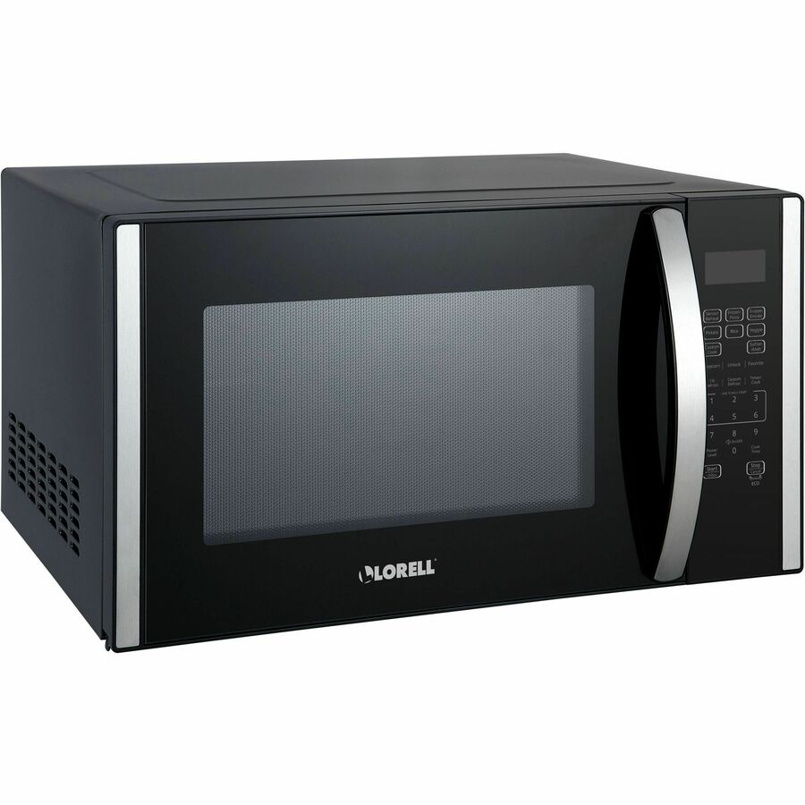Lorell Microwave - Single - 1.6 ft Capacity - Microwave - 11 Power Levels - FuseMetal - Countertop - Black, Silver