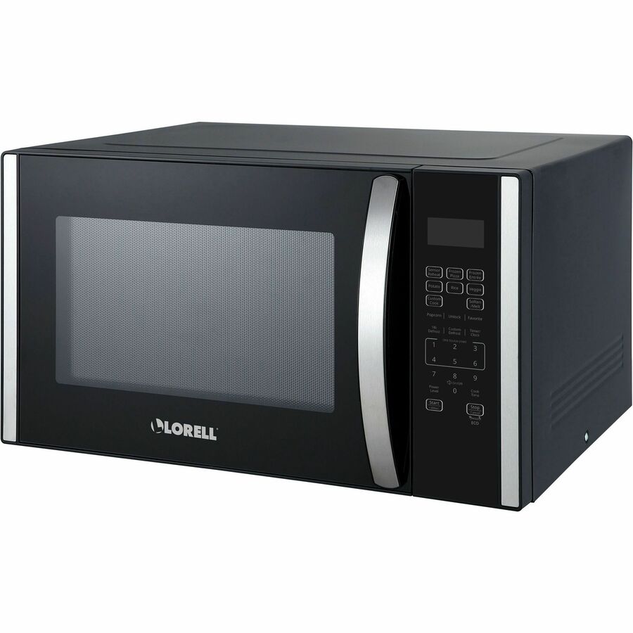 Lorell Microwave - Single - 1.6 ft Capacity - Microwave - 11 Power Levels - FuseMetal - Countertop - Black, Silver